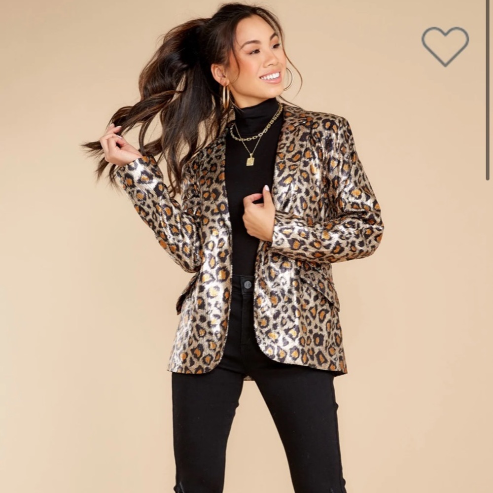 Fiercely Stunning Gold Leopard Print Blazer